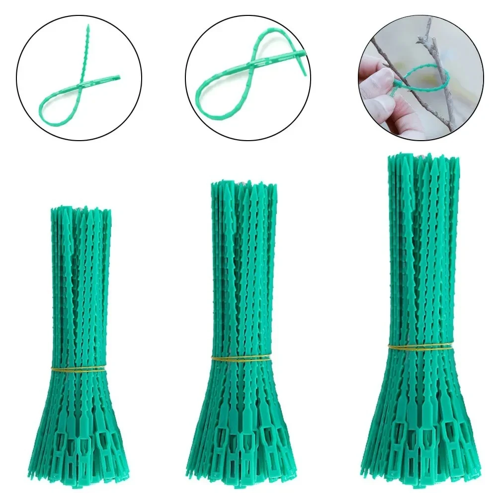 100 Pcs Reusable Garden Cable Ties Plant Vine Tree Shrubs Support Fastener Nylon Adjustable Zipper Cables Organizer Tools
