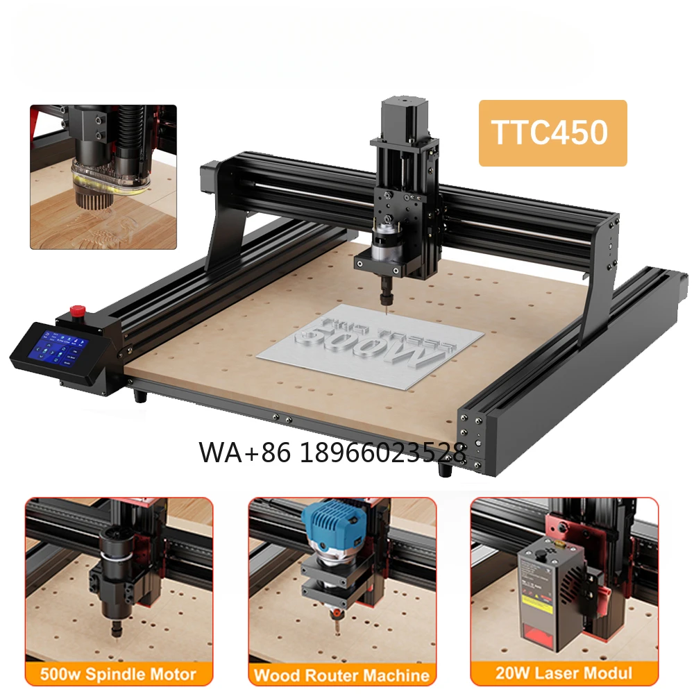 TTC450 3-Axis/4-Axis CNC Router Milling Cutting Machine GRBL  Engraver For Acrylic PCB Wood PVC MDF Metal