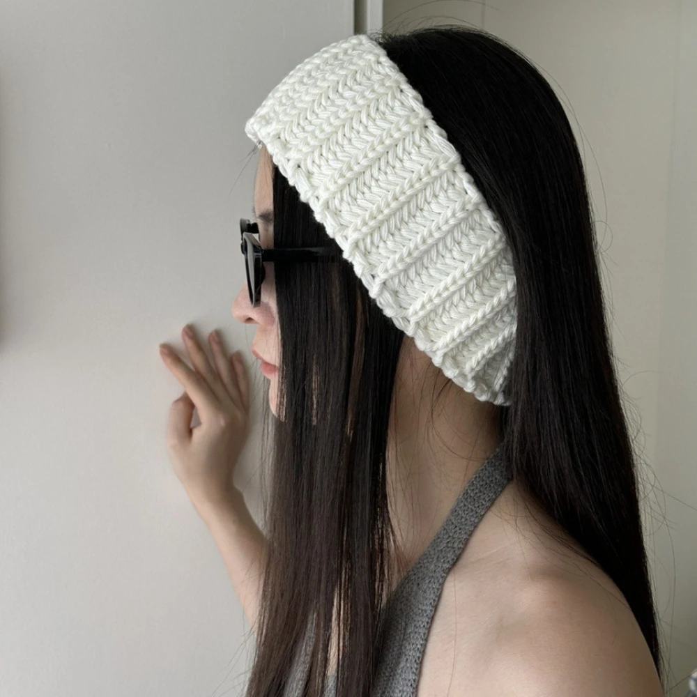 Winter Retro Versatile Coarse Thread Knitted Hair Strap Solid Hairbands for Women Yoga Turban Headwrap Bandage Hair Accessories