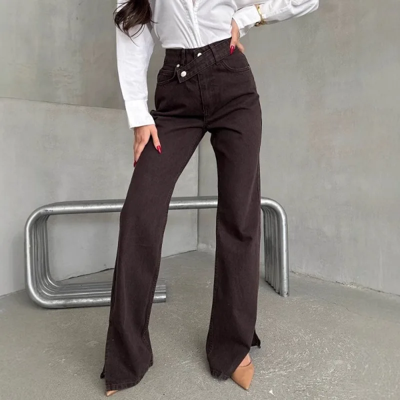 

New High-waisted Loose and Slimming Floor-length Straight-leg Jeans with A Niche Design Sense for Women in Spring and Summer