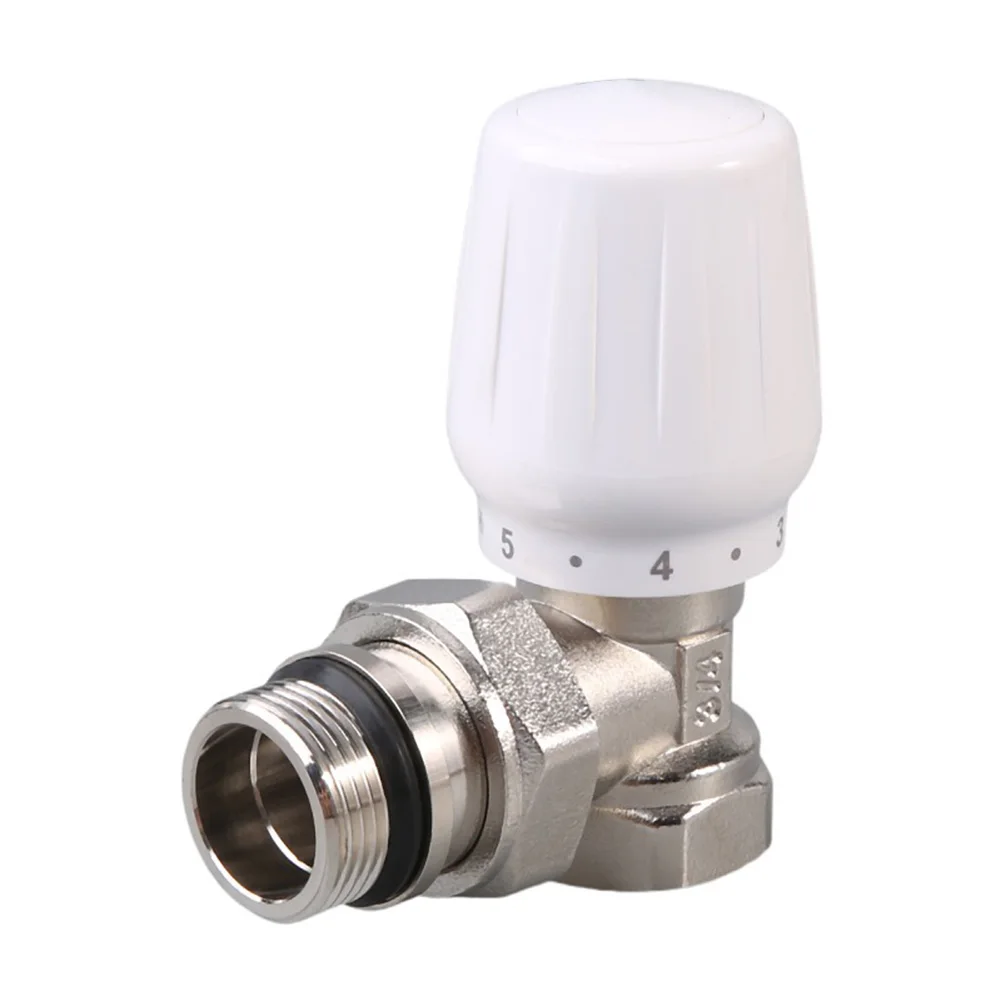 12 Inch Manual Angle Radiator Temperature Control Valve with Compatibility for 12 and 34 Inch Connection Sizes