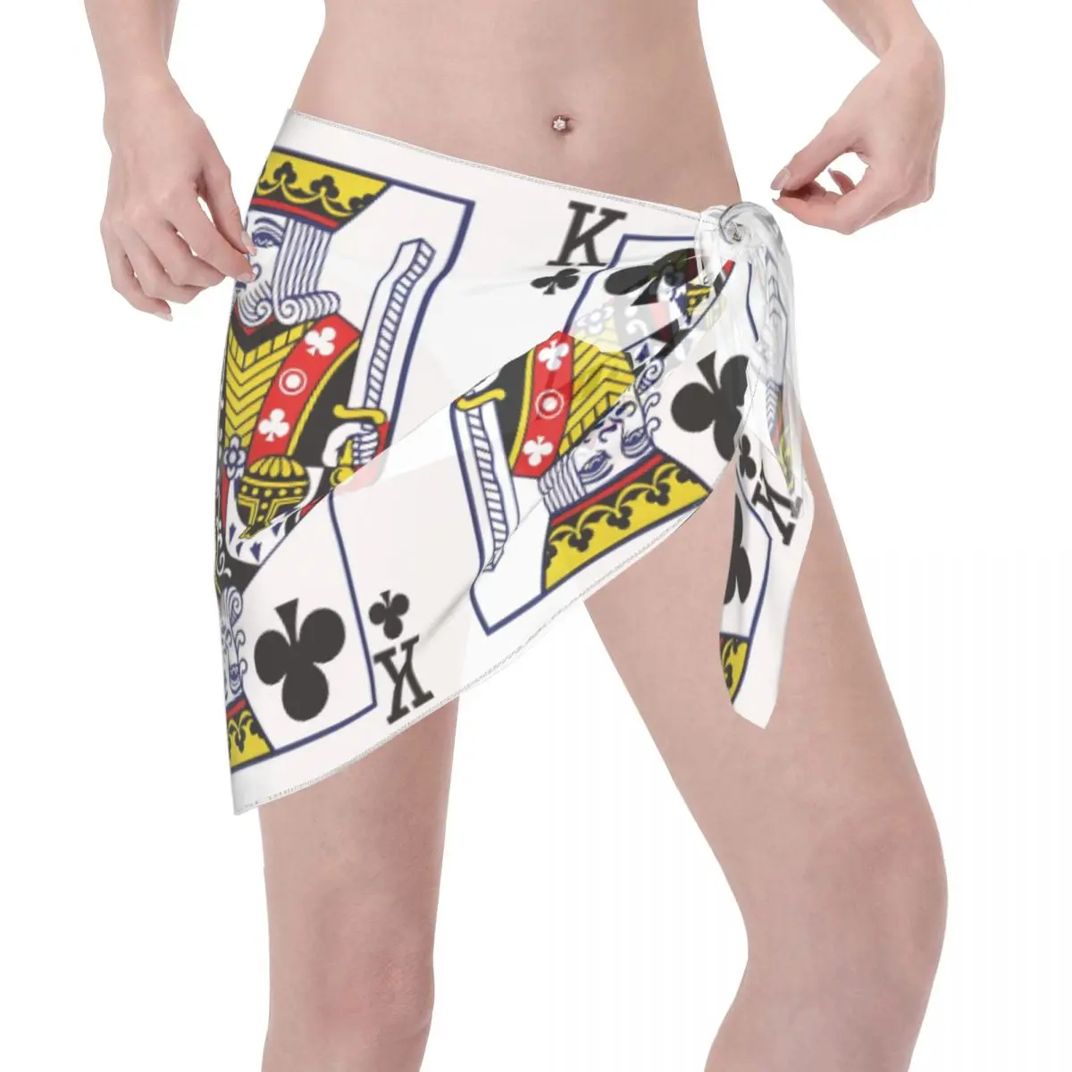 Carte classique de Poker personnalisée pour femmes, Sarongs courtes, enveloppe de plage, reine roi, pour maillots de bain, robes portefeuille pour Bikini, Cover-up pour maillot de bain
