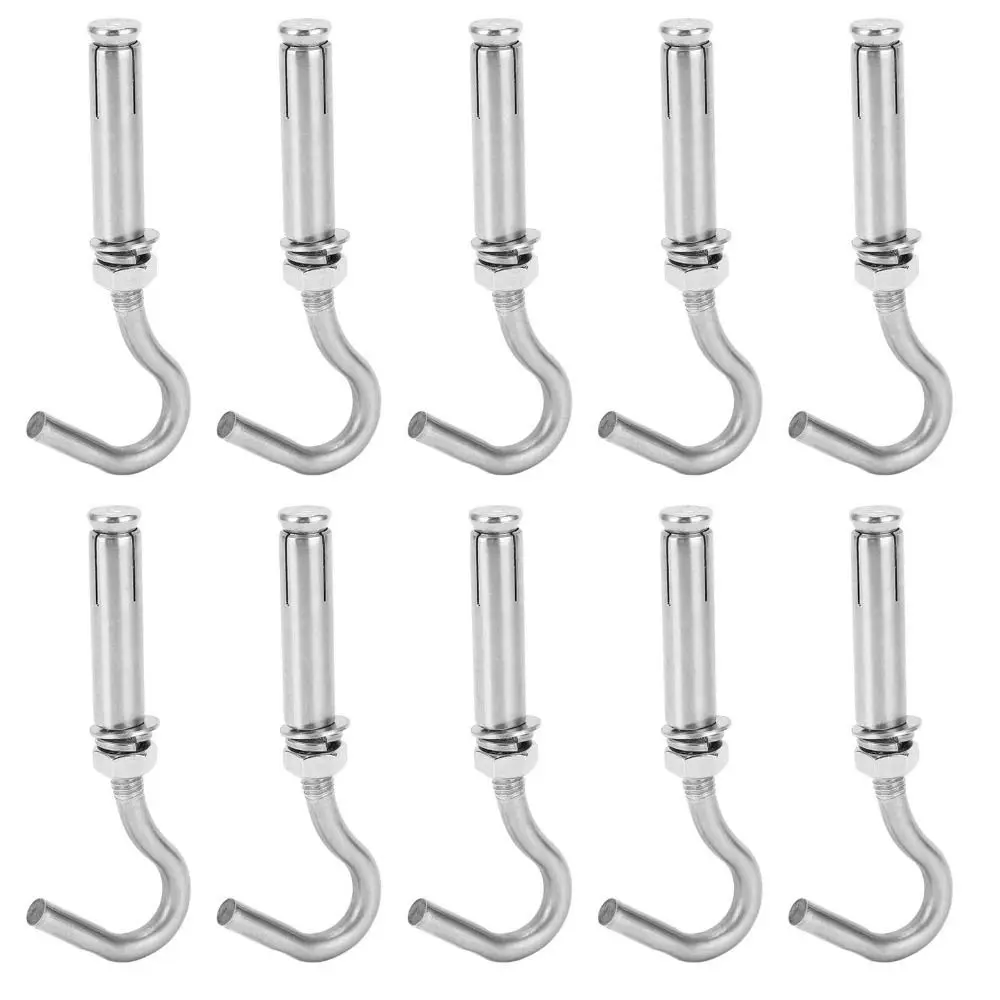 10pcs Durable Open Cup Hook Expansion Hooks Heavy Duty Mounting Anchor Bolts Heavy Duty Bolts Concrete Wall Hooks For Concrete