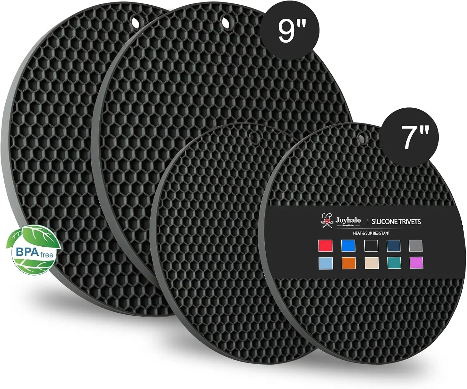 

Silicone Trivets for Hot Dishes - Heat Resistant Pot Holders & Kitchen Mats, Easy to Wash, Grey