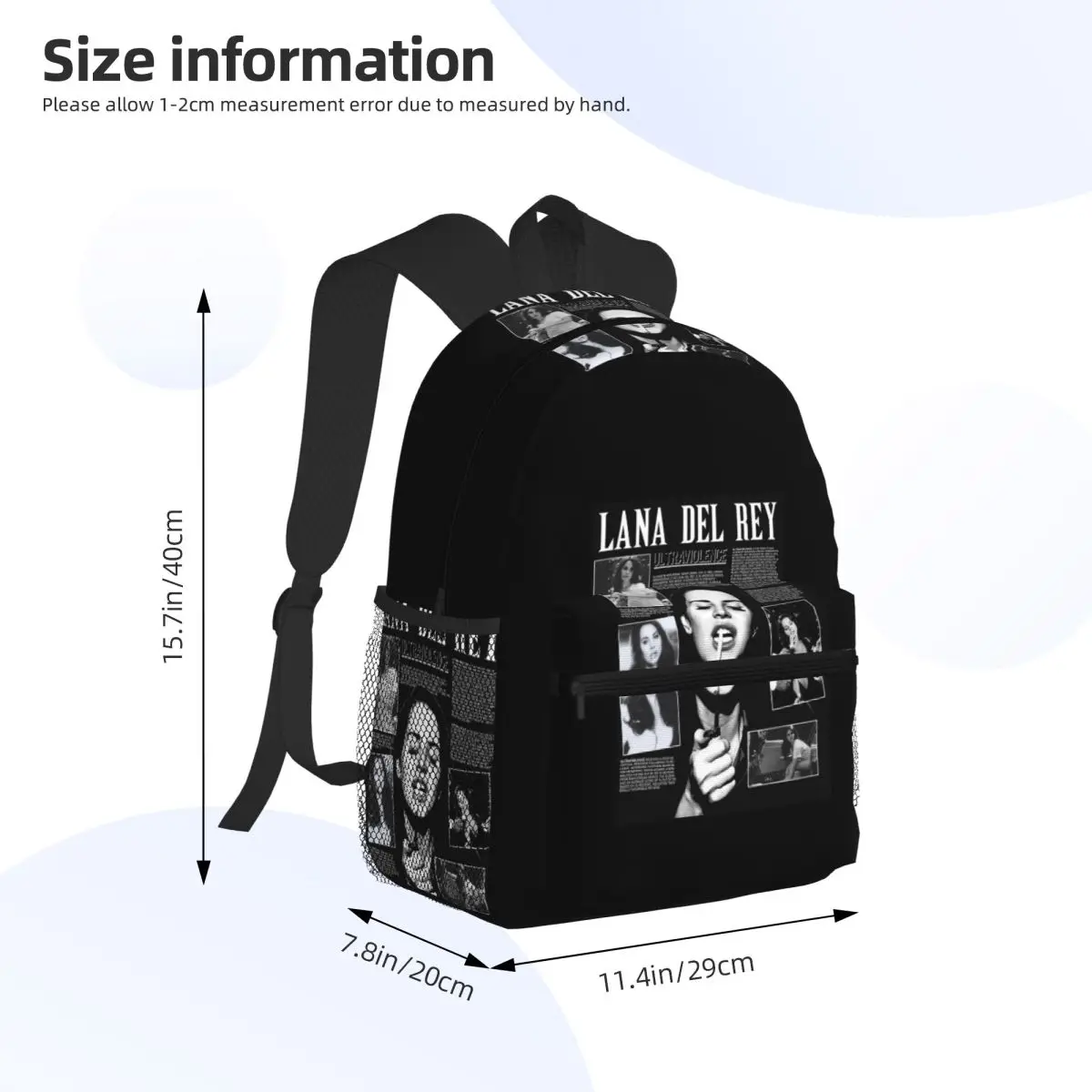 Singer Lana Del Rey Hip Pop Music Student Backpack School Bag Hiking Travel Daypack for Men Women Bookbag Shoulder Bags