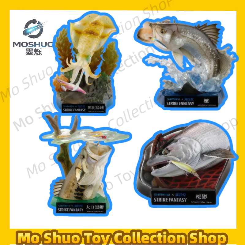 In Stock: Kaiyodo Cute Fish Models, Decorations – Sea Bass, Octopus, Squid, Largemouth Bass, Trout Figurines, Collectibles,
