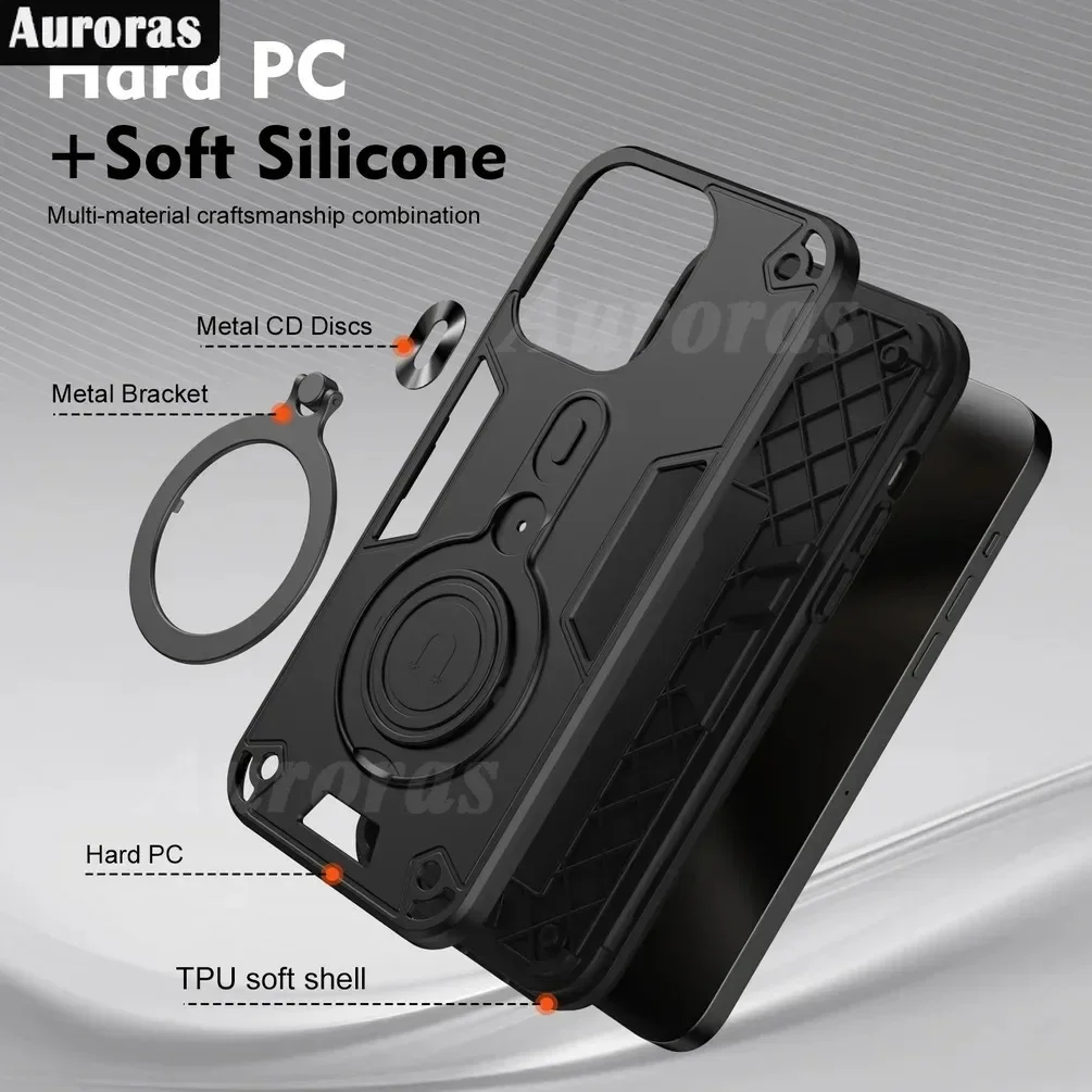 Casing Armor tahan guncangan Untuk Honor X9B X8B X7B silikon mainan + penutup belakang ponsel dudukan cincin logam polikarbonat Untuk Honor Magic 7 6 Lite