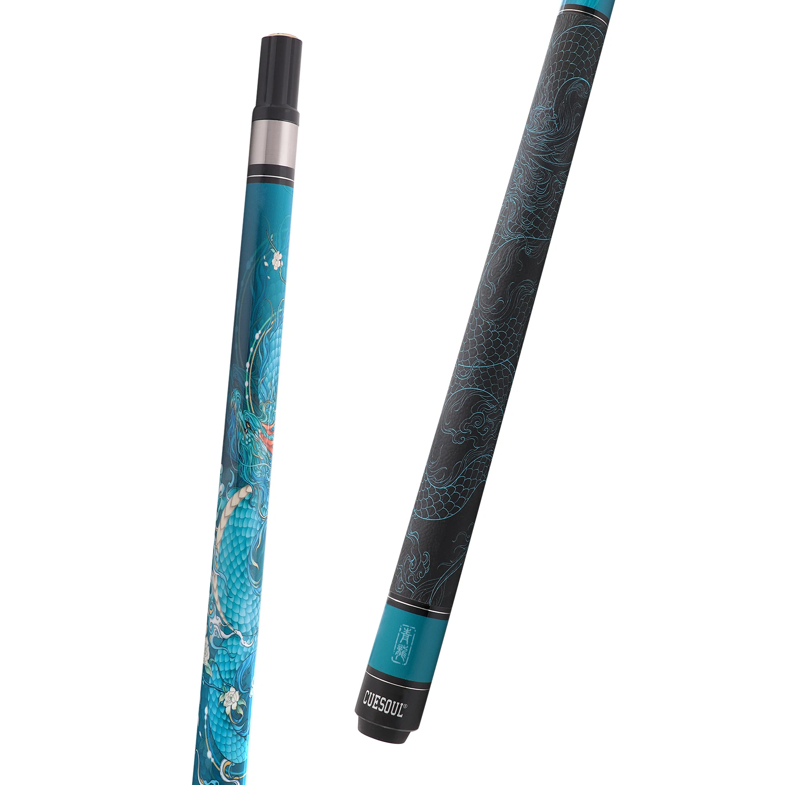 CUESOUL Mythological Symbols 58inches 13mm Tip 19oz Pool Cue Stick-Azure Dragon