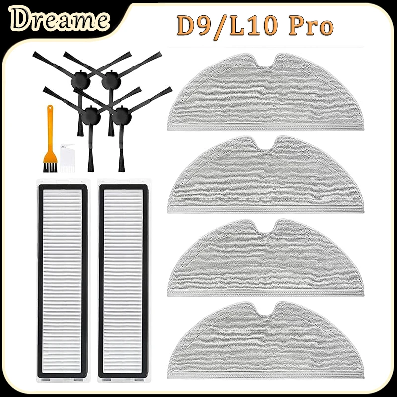 Accessoires pour aspirateur Robot Dreame D9/L10 Pro, chiffon de nettoyage, filtre HEPA, brosse latérale, pièces de rechange