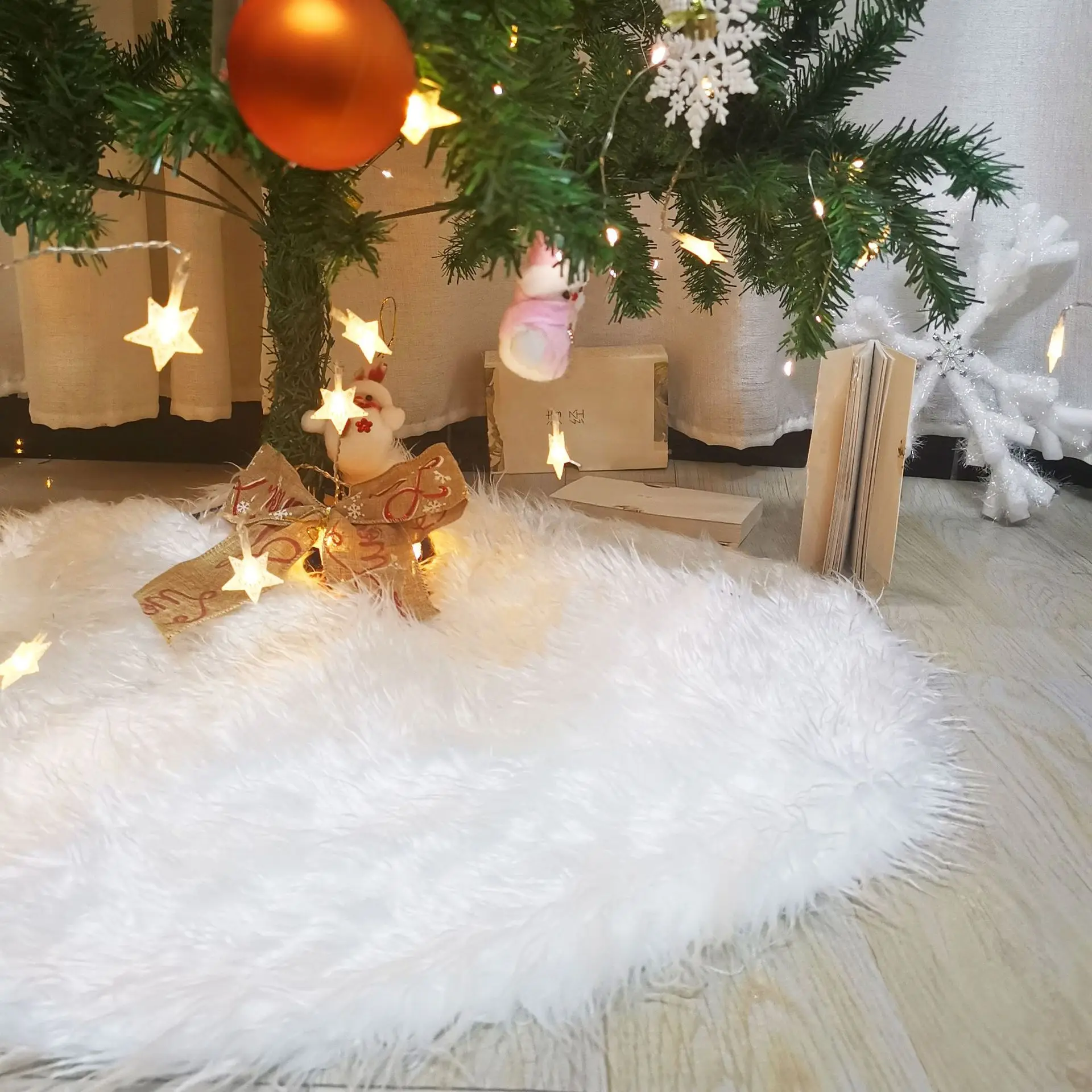 White Plush Christmas Tree Skirt New Year Xmas Home Decoration Merry Christmas Faux Fur Carpet Navidad Noel 120/90/78cm