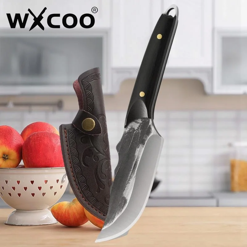 

WXCOO Kitchen Knife Boning Knife Butcher Cleaver Forged Hammer Meat Paring Fruit Stainless Steel Slicing Knives with Cover