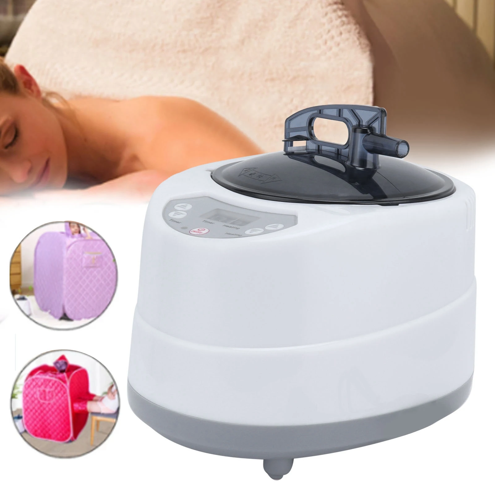 1000W Household Sauna Steamer Pot 2.0L Portable Sweat Spa Steam Pot for Body Detox Body Relaxation Supplies