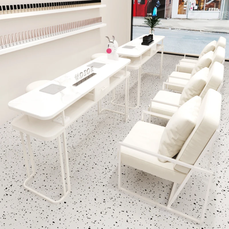 Simple Metal Nail Table Design Nordic Vacuum Modern Manicure Table White Speciality Mesa Manicura Profesional Furniture HD50ZJ