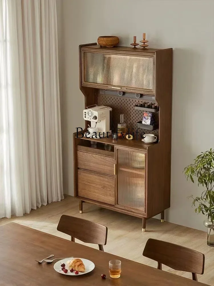 Q S Скандинавский сервант из массива дерева орехового цвета, светлый шкаф из массива дерева, роскошь и простота, винтажное хранилище, встроенная высокая кабина