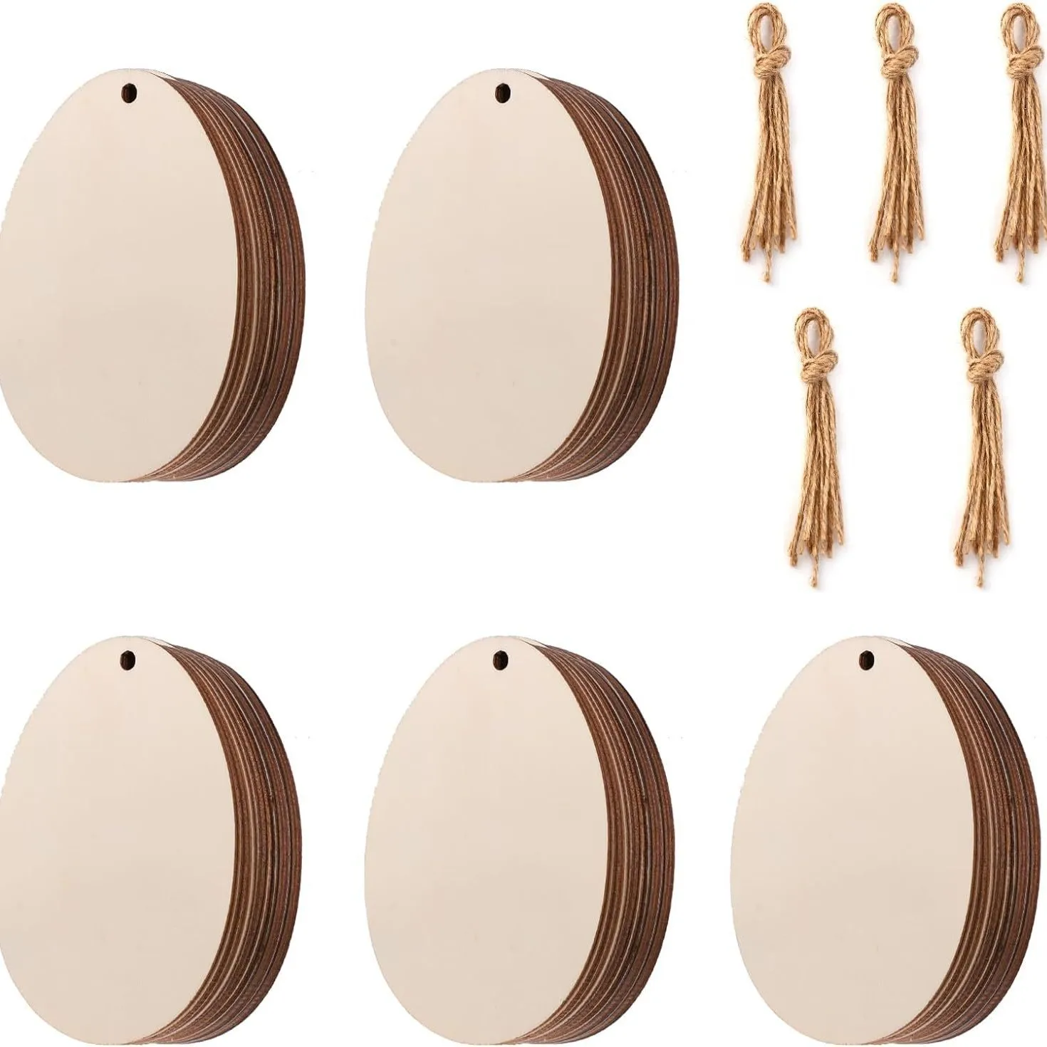 

Wooden DIY handmade decorative oval handicraft accessories, Easter party wooden egg-shaped jewelry