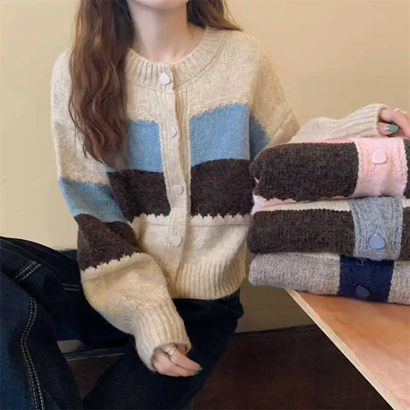

Knitted Cardigan Autumn New Style, Fresh, Sweet, Casual, Lazy, Loose Fit, Short Outerwear Sweater Jacket