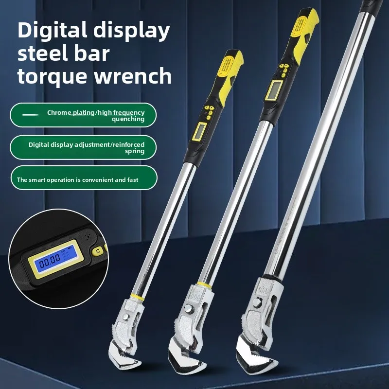 Smart Digital Display Carbon Steel Head Torque Wrench Metric Interchangeable for Construction Site Inspection Inspect Socket