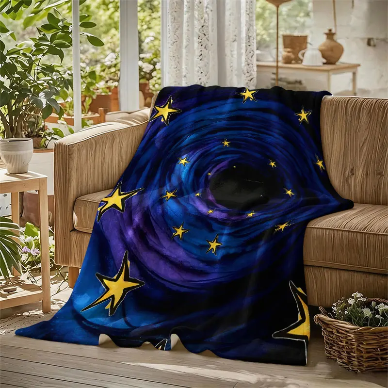 Cosmic Star Vortex Tunnel Flannel Blanket Perfect for Sofa Office Bed Travel Sleep Read Relax Camping Four Season Use