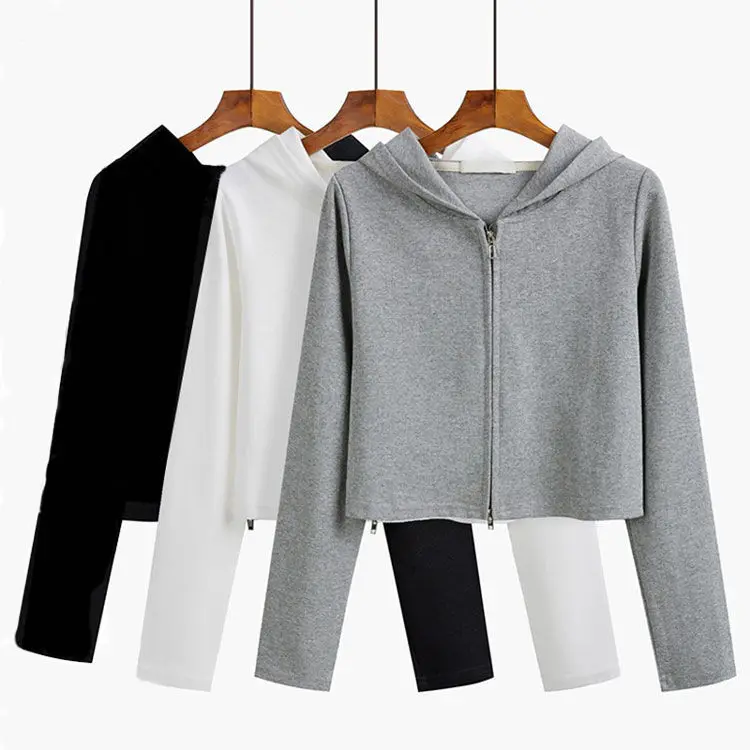 سترة بغطاء للرأس وسحّاب تسحب ملابس امرأة أساسية كبيرة شبابية في منتصف العمر بلوزات سويت شيرت جديد في قميص العرق