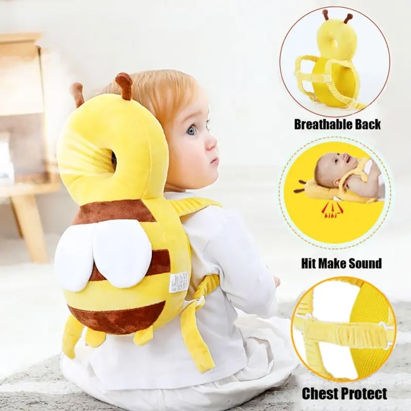 Head Back Protector Baby Protect Pillow Learn Walk Head Protector Cushion Anti Fall Backward Cap Carry Cartoon Kids Safe Bee Bag