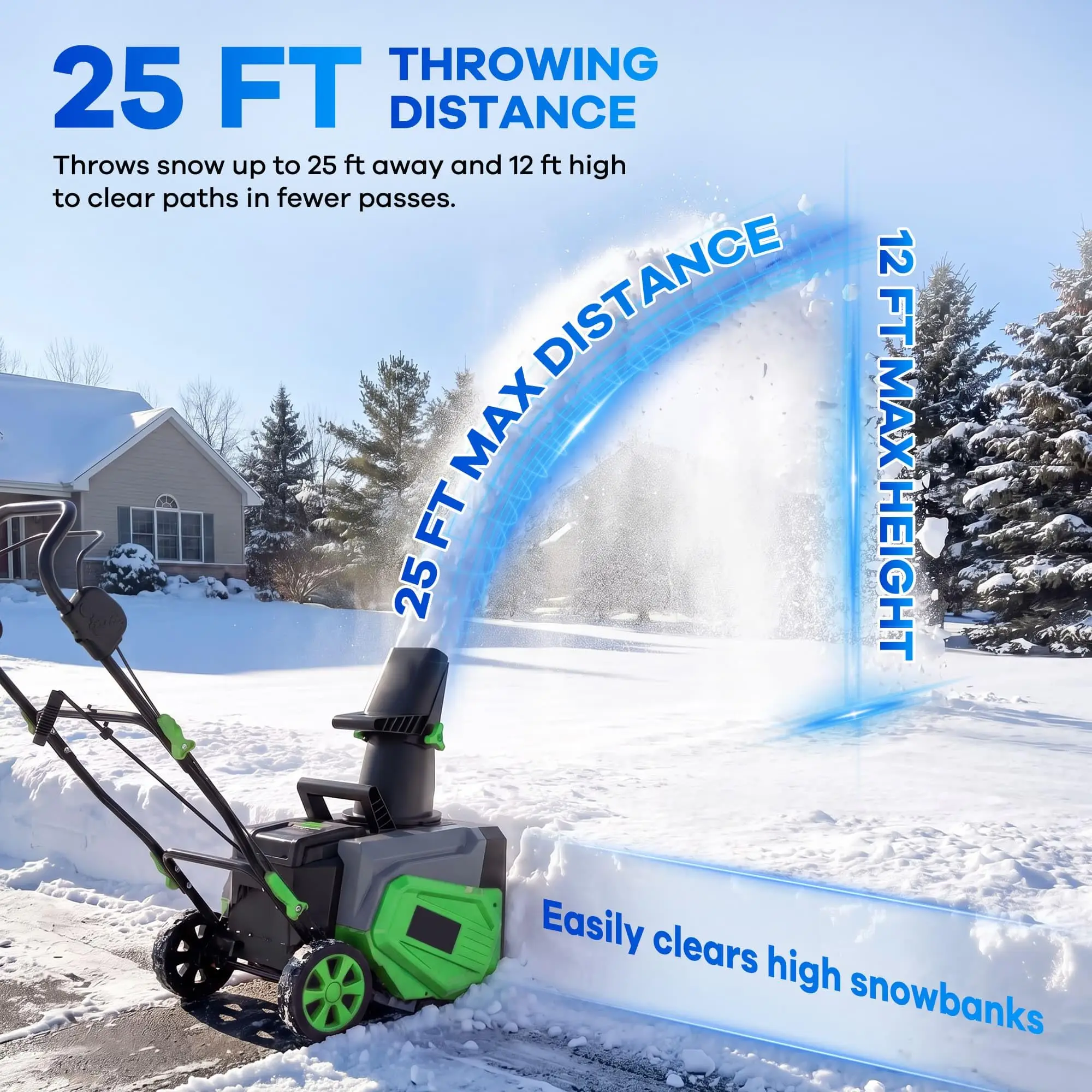 40V Brushless Cordless Snow Blower, 20-Inch Electric Snow Thrower with Two 4.0Ah Batteries, 180° Rotatable Chute, LED Headlights and Folding Handle for Driveway Sidewalk Patio
