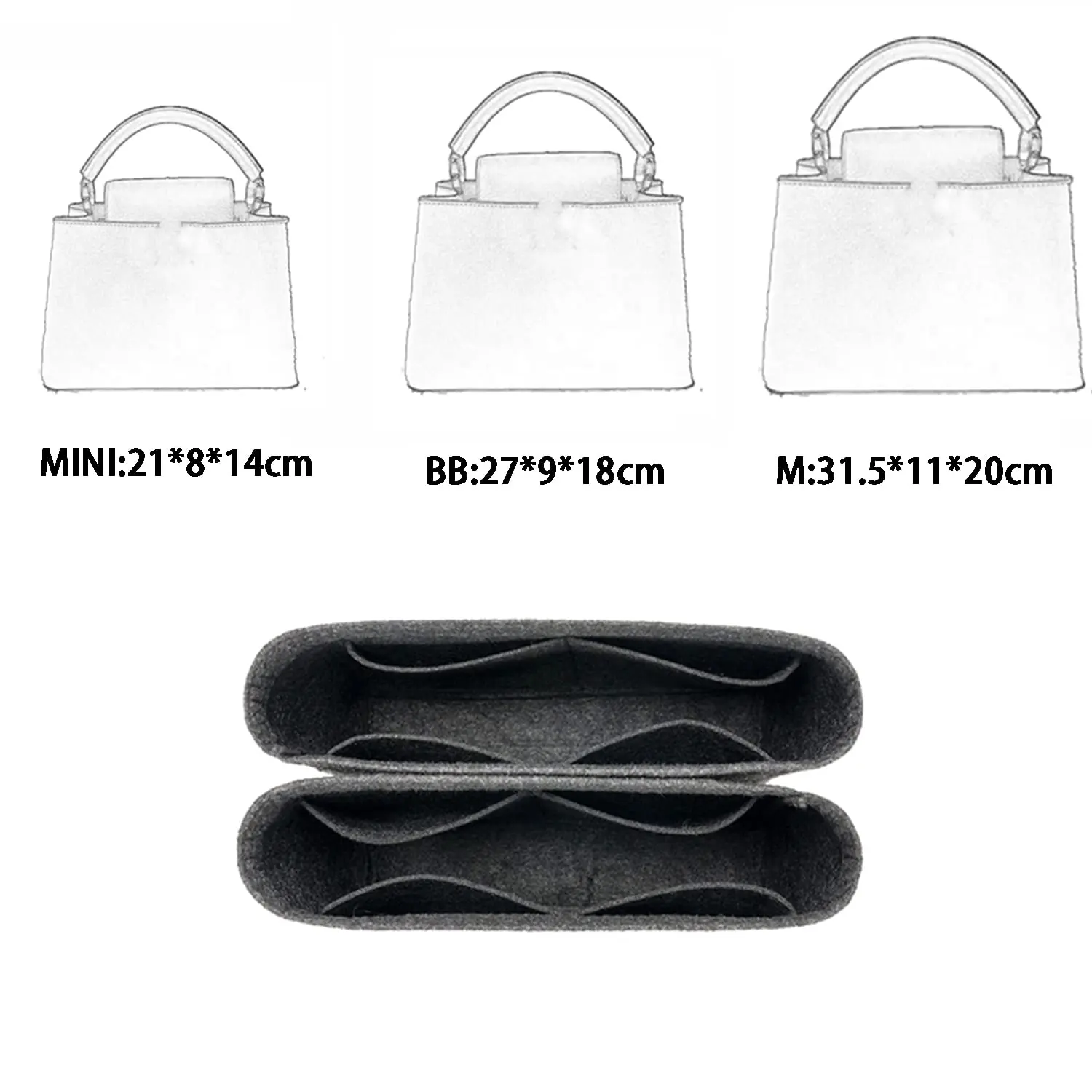 Banbeln CAPUCINES MINI BB M Bag Organizador Inserção para Mochila Tote Grande Saco Interno Na Bolsa D090