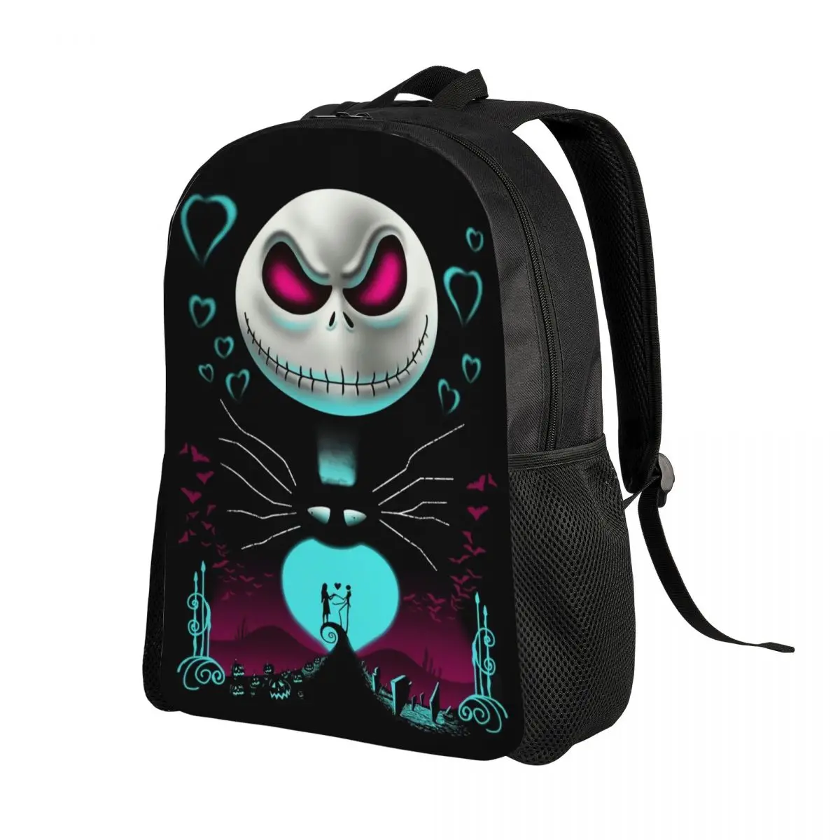 Custom Jack Skellington Backpack for Girls Boys Nightmare Before Christmas School College Travel Bags Bookbag 15 Inch Laptop