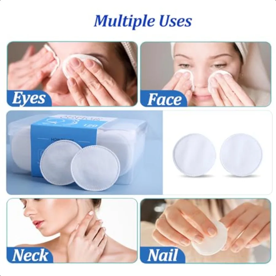 Round Cotton Pads for Face 120 Count Boxed Makeup Remover Cotton Pad 100 Pure Natural Facial Cleansing Round Pads Hypoallergeni