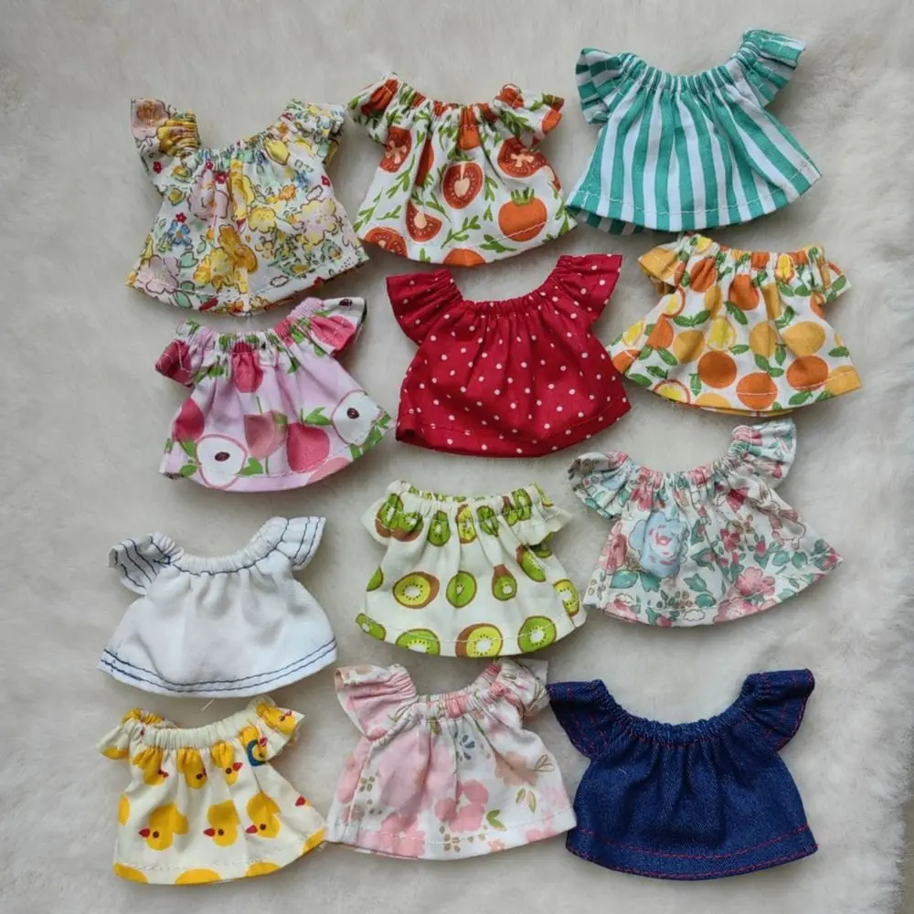 Hochwertige Modepuppen-Jeans-Kleider, Multistyles, Freizeitkleidung, gepunktete bedruckte Kleider, Kinderspielzeug für 10-cm-Baumwollpuppen