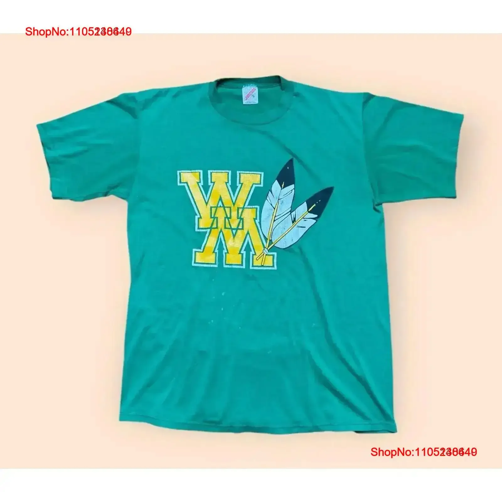 Vintage 1980s William Mary College T Shirt Men s XL Green Vtg 80s Washed homme graphic Comfortable vintage Washed