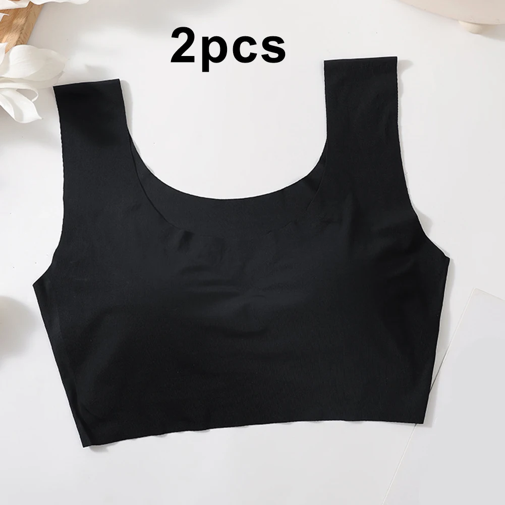 

Casual Vest No Steel Ring Bra High Elasticity Regular Length Round Neck Sleeveless Style Solid Color Design L M