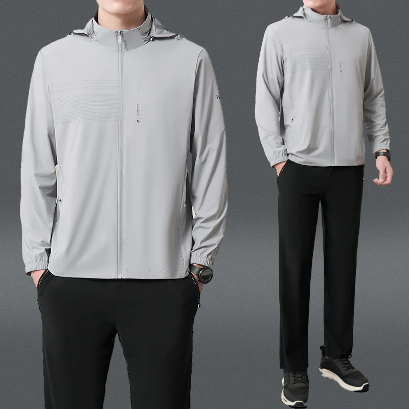 

Свободная повседневная куртка большого размера, тонкая спортивная рубашка для мужчин, летняя защита от солнца и УФ-излучения, верхняя одежда из ледяного шелка