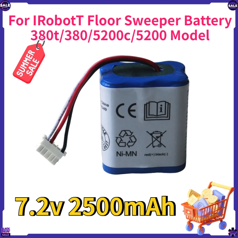 

7.2V 2500mAh Replacement Battery for IRobotT Floor Sweeper Battery 380t/380/5200c/5200 Model Floor Mopping Machine