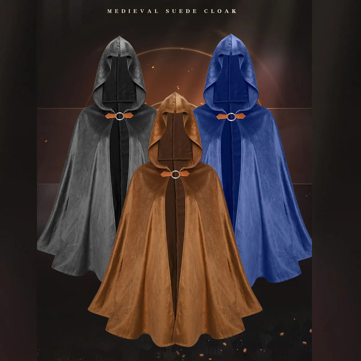 

Halloween Deer Suede Cape Medieval Vintage Cape Hooded Cloak Women Men Kid's Vintage Combat Warrior Cosplay Costume Cape