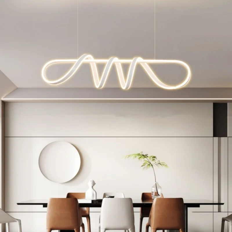 

Alien LED restaurant pendant light Nordic minimalist modern light luxury aluminum long curved bar counter indoor hanging lamp