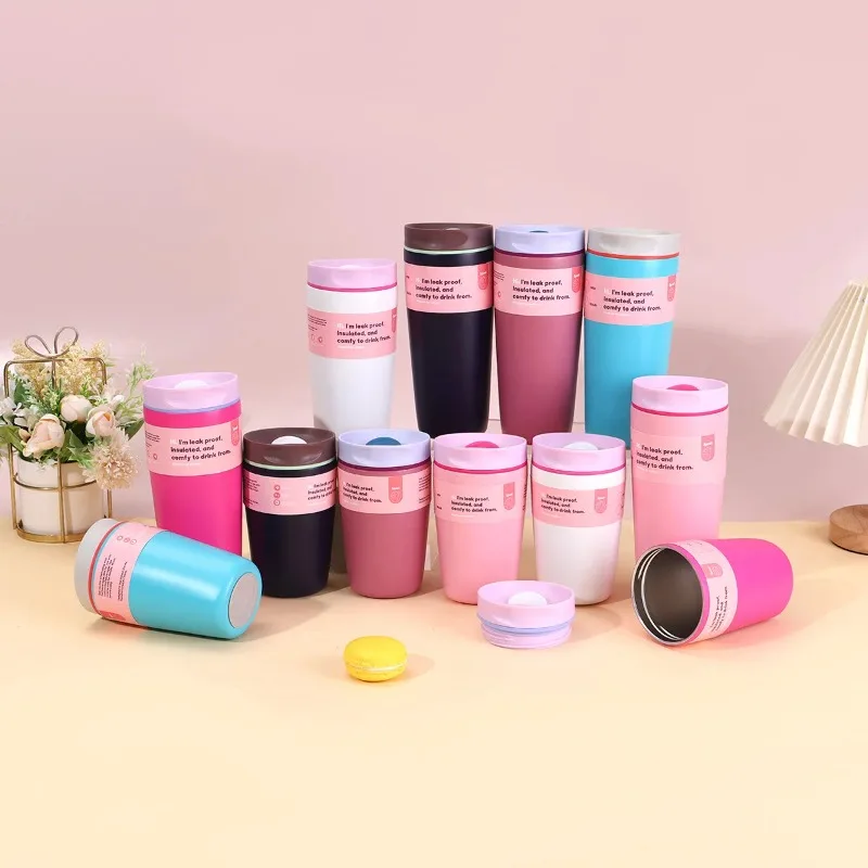 12/20oz Macaron Color Portable Insulated Coffee Cup, 304 Stainless Steel Vacuum Mug, Leak-Proof Travel Cup