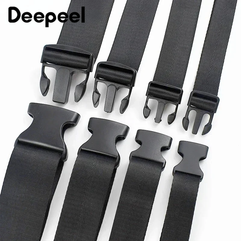 

2/5Sets 20-50mm Plastic Release Buckle+Nylon Webbing Strap Backpack Bias Binding Ribbon Bag Straps Adjust Fastener Accessories