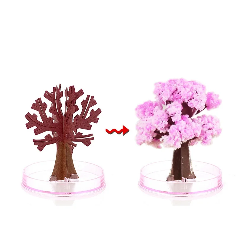 Christmas Magic Tree Sakura Miniature Tree DIY Crystal Growing Paper Plantas Blossoming Xmas Gift Desktop Science Toys