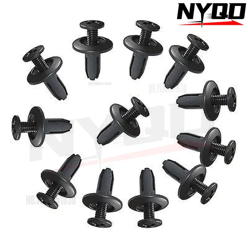 100Pcs Car Plastic Rivets 6mm Hole Dia Fastener Fender Bumper Push Pin Clip AP