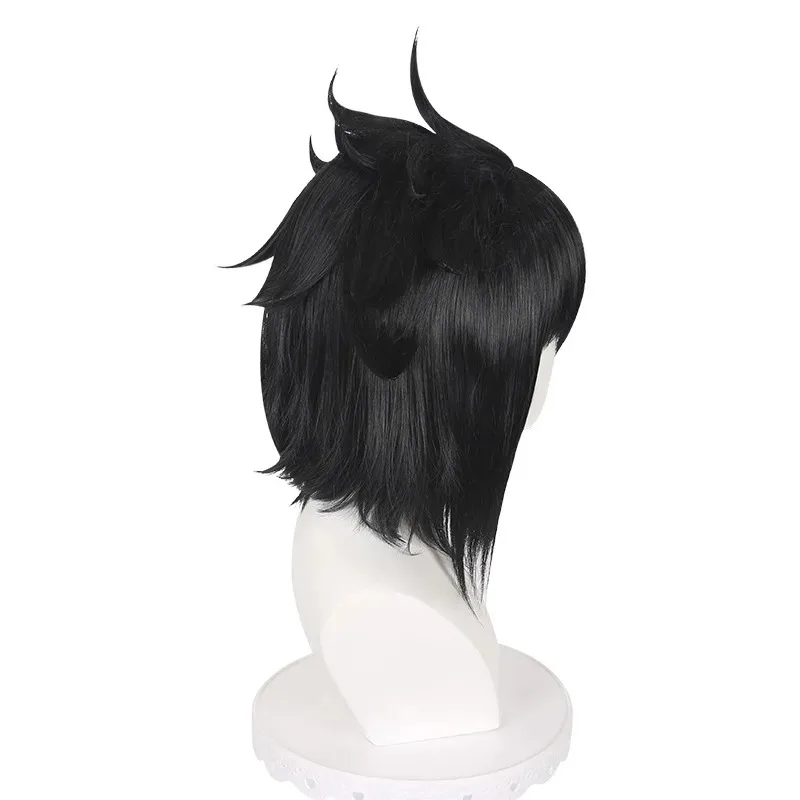 

CyHOKAGE NINJA Саске Косплей Парик Синтетический Пушистый Короткий Вьющийся Парик Натуральный Черный Аниме Coser Термостойкое Волокно Парик Ежедневная Часть