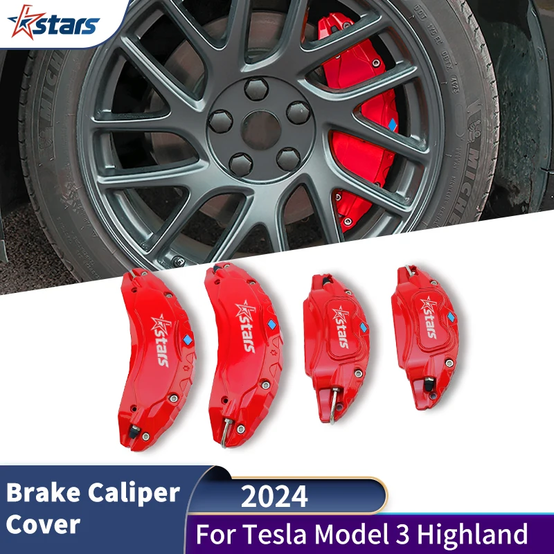 

For Tesla Model 3 Highland 2024 Brake Caliper Covers Aluminum Alloy Wheel Hub Color Modification Accessories Set Of 4,12 Colors