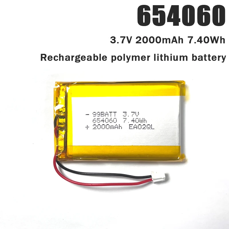 

654060 Lithium Polymer Battery 2000mAh 3.7V Lipo for GPS Navigator MP3 MP4 E-book Power Bank Camera Video Recorde Recorder