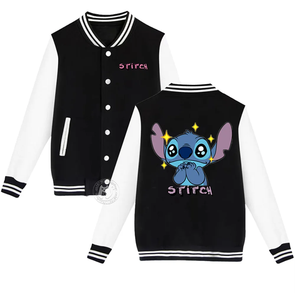 

Disney Kids Fall/Winter Cartoon Blue Stitchy Print Boys & Girls 2-14 years old Thick Warm Coat Youth Fashion baseball uniform