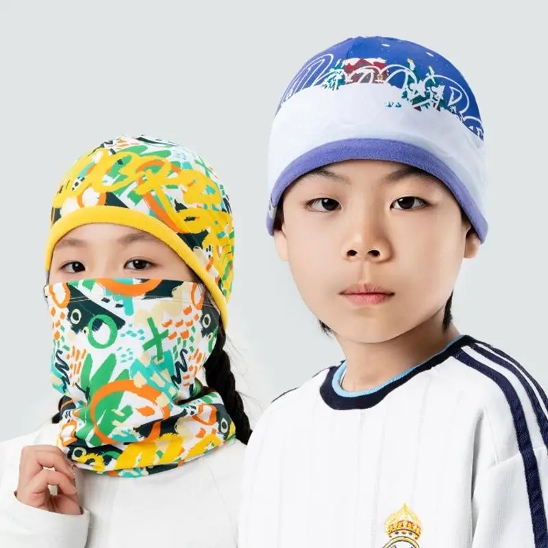 

Kids Elastics Fleece Hat Double Faced Suitable for Biking and Sports Washable Durability Warm 24BD