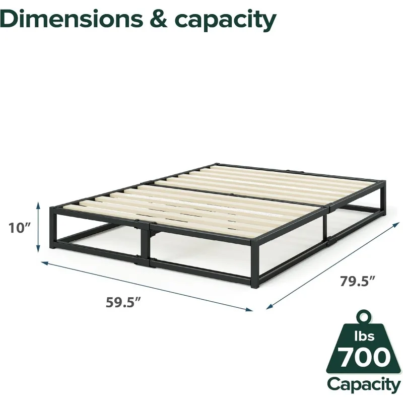 10 Inch Platform Bed Frame, Wood Slat Support, No Box Spring Needed, Eco Friendly WonderBox(TM) Packaging