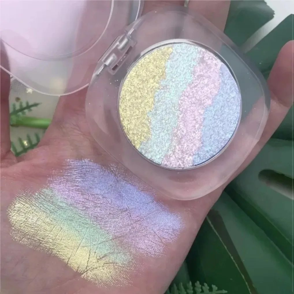 Private Label Chameleon Highlighter Rainbow Multicolor Diamond Eyeshadow Cream Multi-Use Lipgloss Blush Wholesale Makeup Blusher