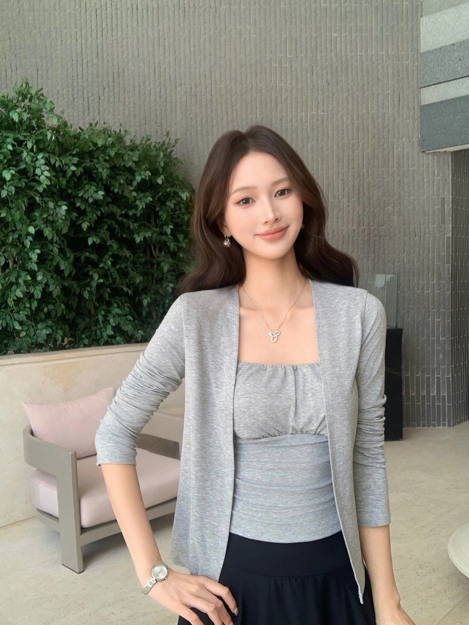 pusumede-senna-aromaterapia-cardigan-corto-in-maglia-da-donna-a-maniche-lunghe-con-orlo-ripiegato-e-top-con-imbottitura-sul-petto-set-due-pezzi