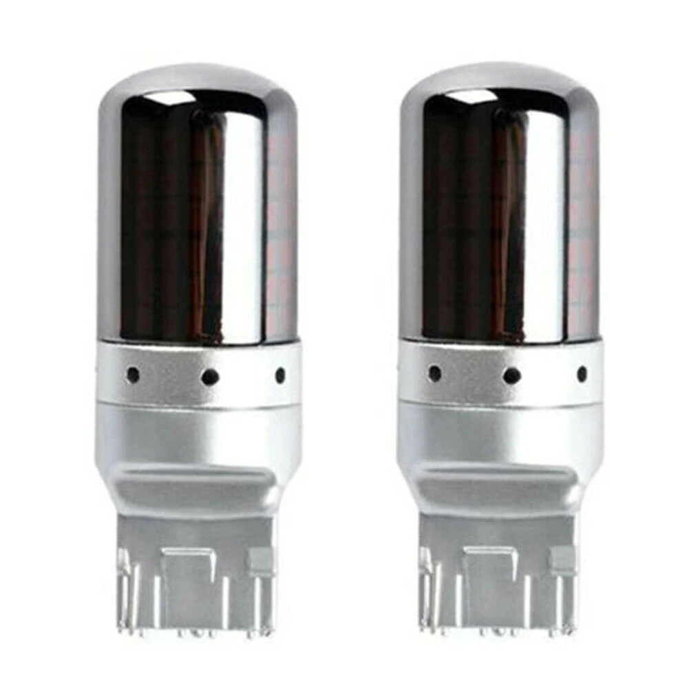 2pcs LED Light Chrome 7440 T20 Amber Canbus Error Free  Bulb Turn Signal Yellow Brake Flow Lights Accessories for Vehicles