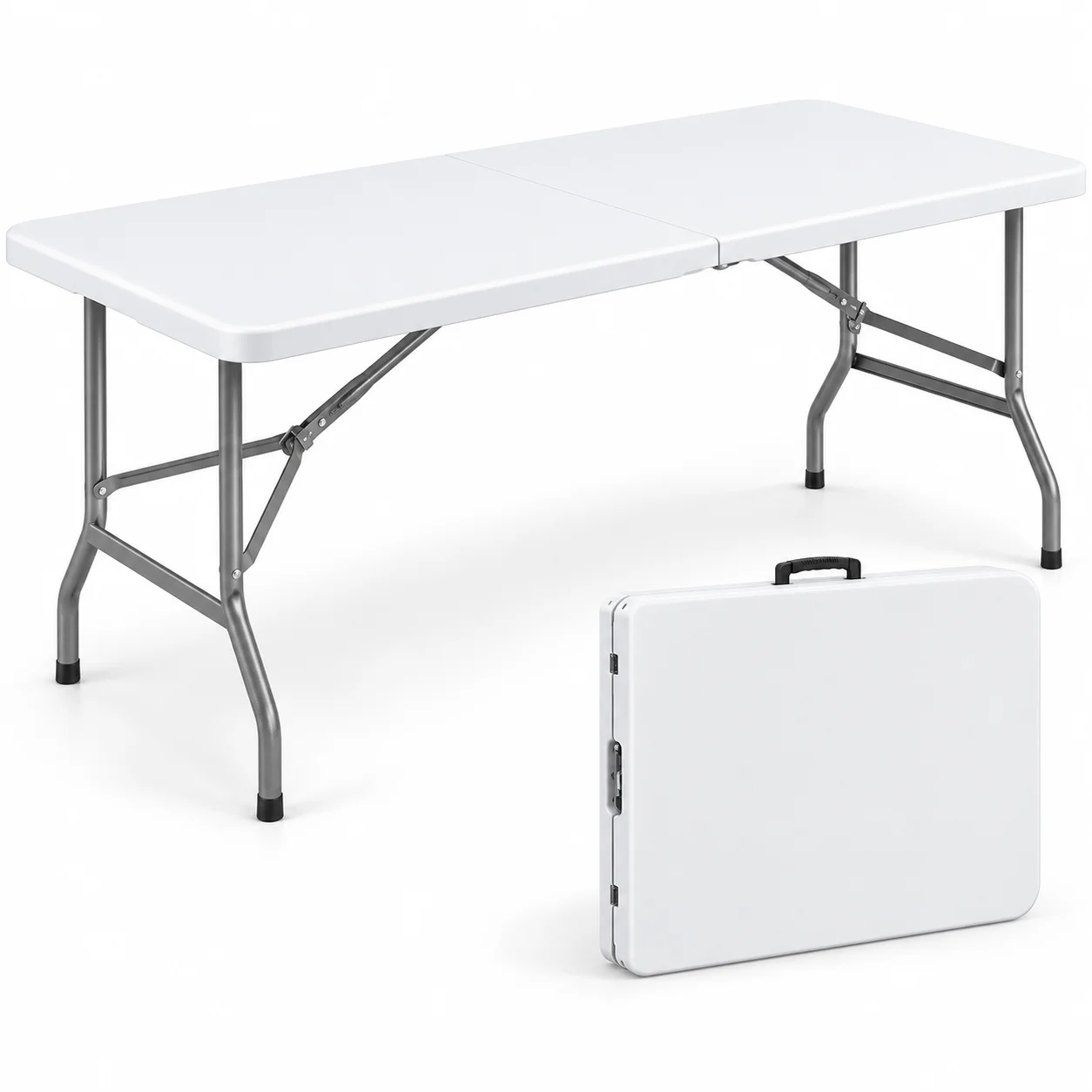 1.2M/4FT Folding Table Portable Plastic Utility Table, Foldable Camping Picnic Dining Table for Home Outdoor Party Event