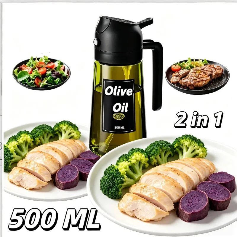 Olivenöl-Spender Plastikflasche Plastik-BBQ-Sauce-Behälter mit Düse Ölsprüher für Küchenzubehör Heißluftfritteuse-Werkzeug